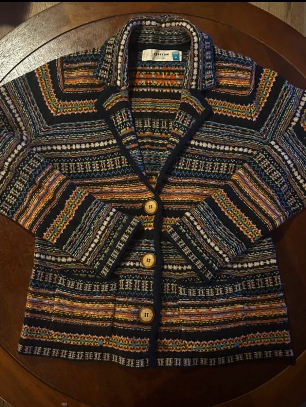 Anthropologie Multicolor Striped Knit Blazer in Black, Yellow & Orange